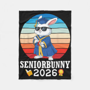 Senior Bunny 2026 Cl Of Graduation Day With Diplom Fleece Blanket