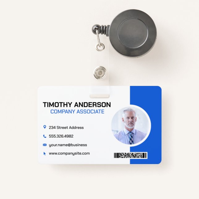 Senior Business Man | Barcode ID Badge (Front with Retractable)