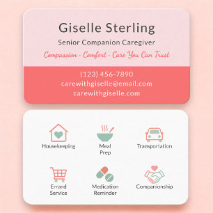 Senior Care Companion Professional Caregiver Business Card
