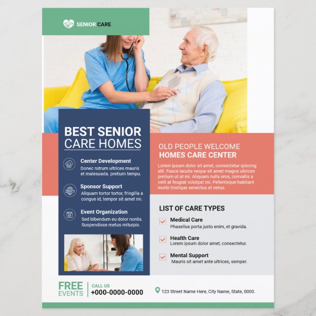 Senior Care Service Flyer Template (Front)