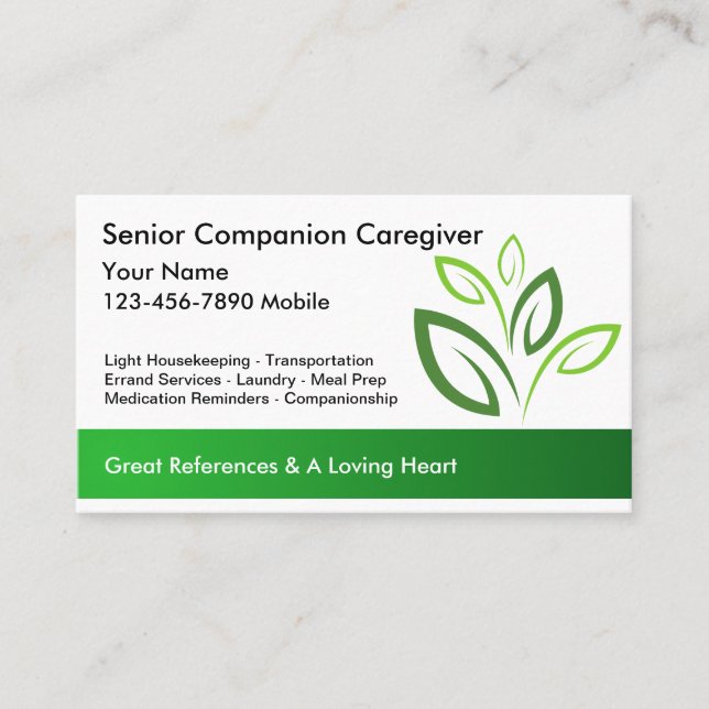 Senior Caregiver Business Cards (Front)