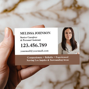 Senior Caregiver Elderly Care BROWN PHOTO Business Card