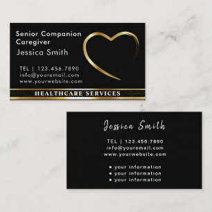 Senior Caregiver Golden Heart Design Business Card