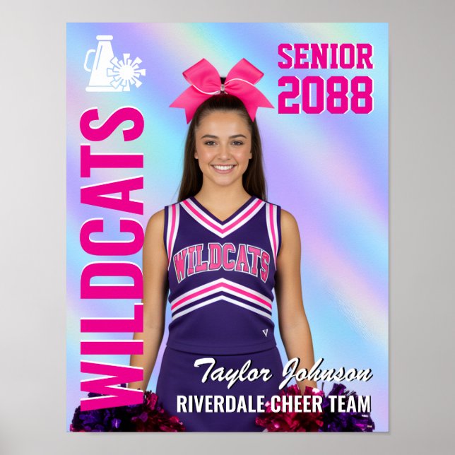 Senior Cheer Team Cheerleader Photo Iridescent Poster (Front)