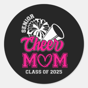 Senior Cheerleader Mum Cheer Cl Of 2025 Graduation Classic Round Sticker