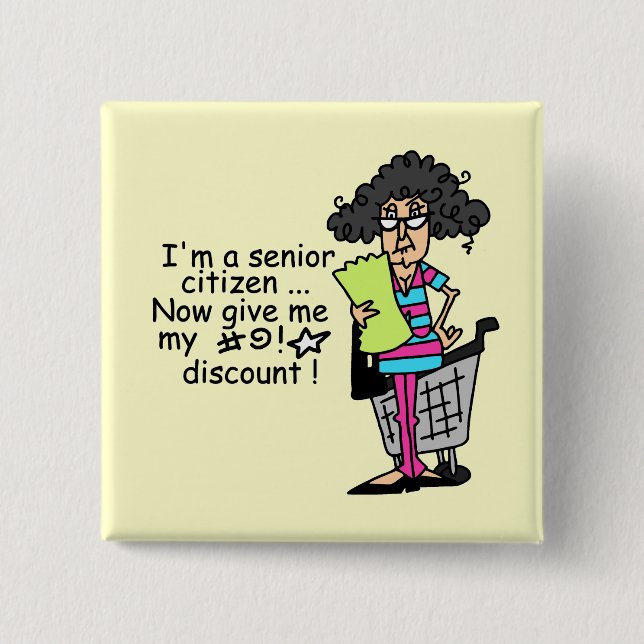Senior Citizen Discount 15 Cm Square Badge (Front)