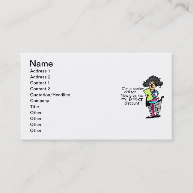 Senior Citizen Discount Card (Front)