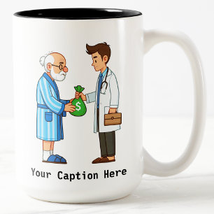 Senior Citizen Paying Off Medical Debt Two-Tone Coffee Mug