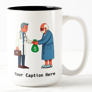 Senior Citizen Paying Off Medical Debt Two-Tone Coffee Mug