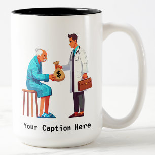 Senior Citizen Paying Off Medical Debt Two-Tone Coffee Mug