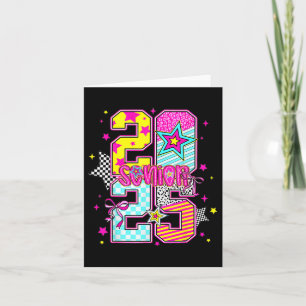 Senior Cl Of 2025 Chequered Coquette Bow Graduatio Card