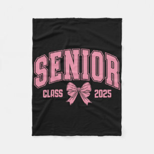 Senior Cl Of 2025 Coquette Pink Bow Back To School Fleece Blanket