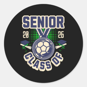 Senior Cl Of 2026 Graduation 2026 School Soccer Pl Classic Round Sticker