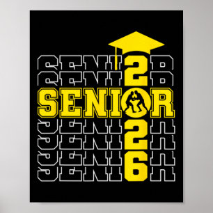 Senior Cl Of 2026 Graduation 2026 Yellow Wrestling Poster