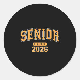 Senior Cl Of 2026 Graduation Arched Orange Letters Classic Round Sticker