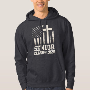 Senior Class 2026 Cross Flag USA Hoodie