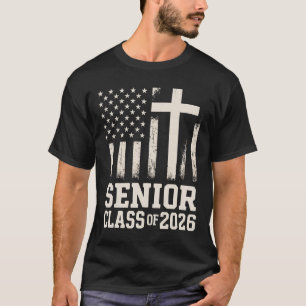 Senior Class 2026 Cross Flag USA T-Shirt