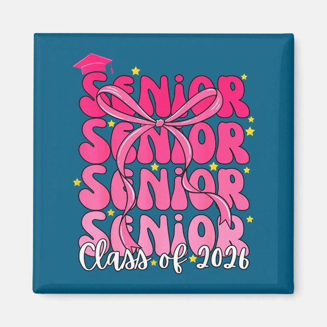 Senior Class 2026 Pink Coquette Artwork Magnet (Front)