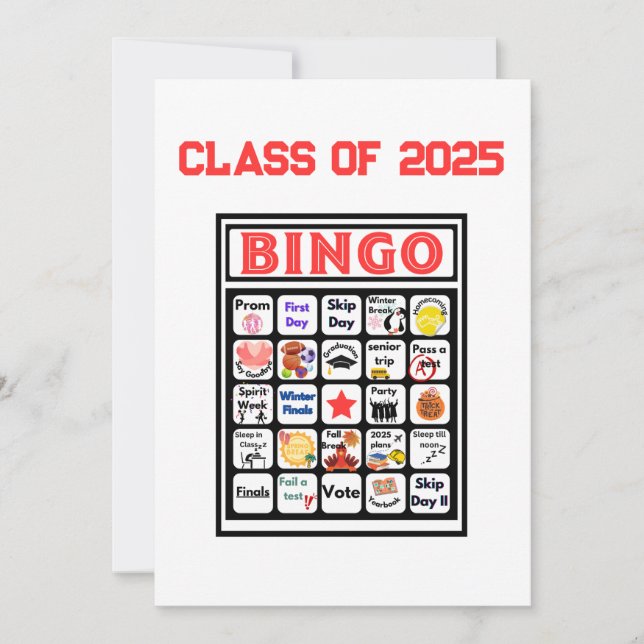 Senior Class Bingo Invitation (Front)