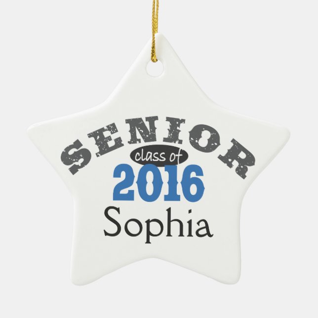 Senior Class of 2016 Blue Ceramic Ornament (Front)