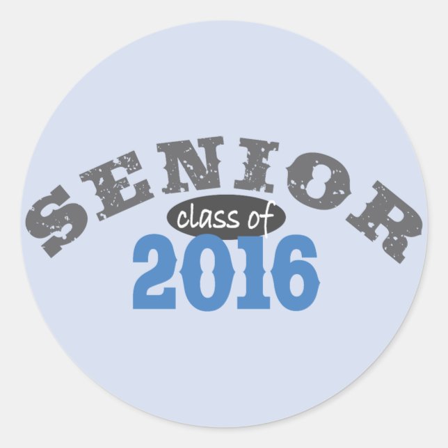 Senior Class of 2016 Blue Classic Round Sticker (Front)