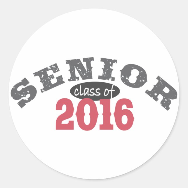 Senior Class of 2016 Red Classic Round Sticker (Front)