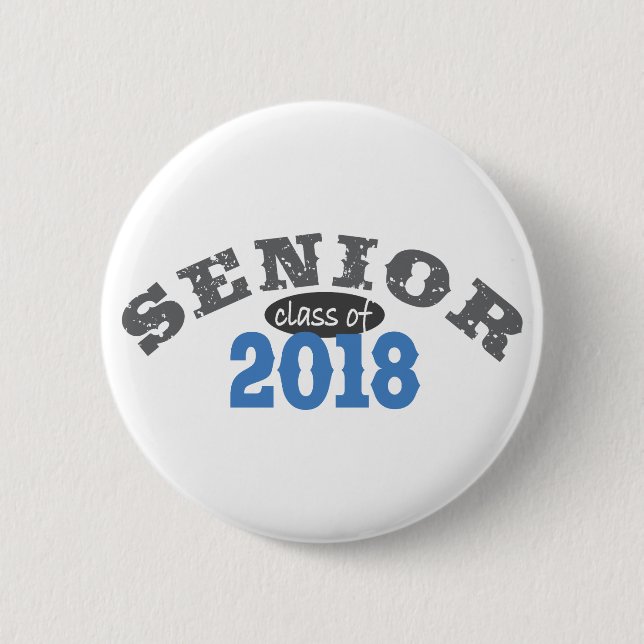 Senior Class of 2018 Blue 6 Cm Round Badge (Front)
