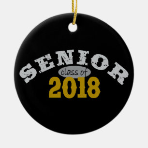 Senior Class of 2018 Yellow Gold Ceramic Ornament