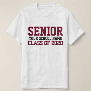 Senior Class of 2020 Maroon Custom Text Graduation T-Shirt