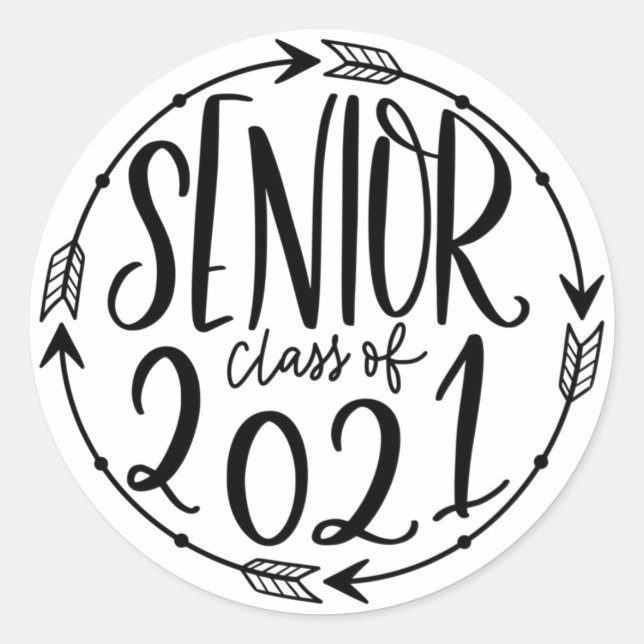 Senior Class Of 2021 Classic Round Sticker (Front)