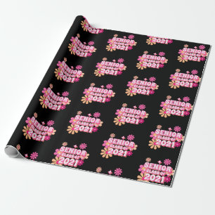 Senior Class of 2021 Graduate Pink Retro Pattern  Wrapping Paper