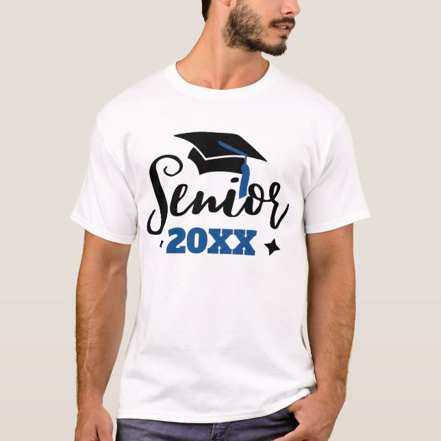 Senior class of 2022 graduation year black blue T-Shirt (Front)