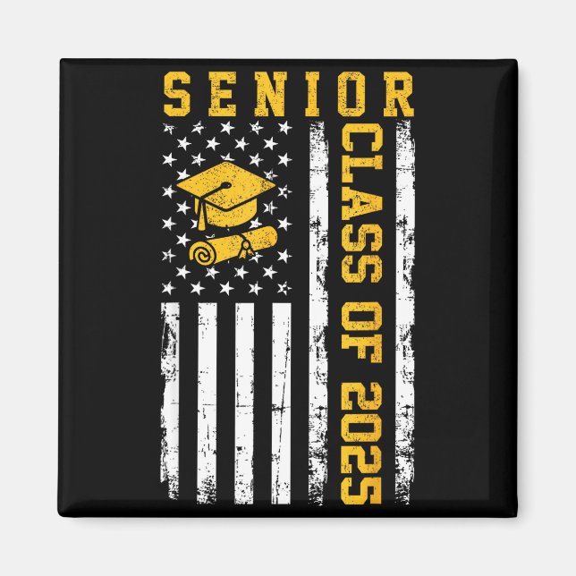 Senior class of 2025 american flag high school magnet (Front)