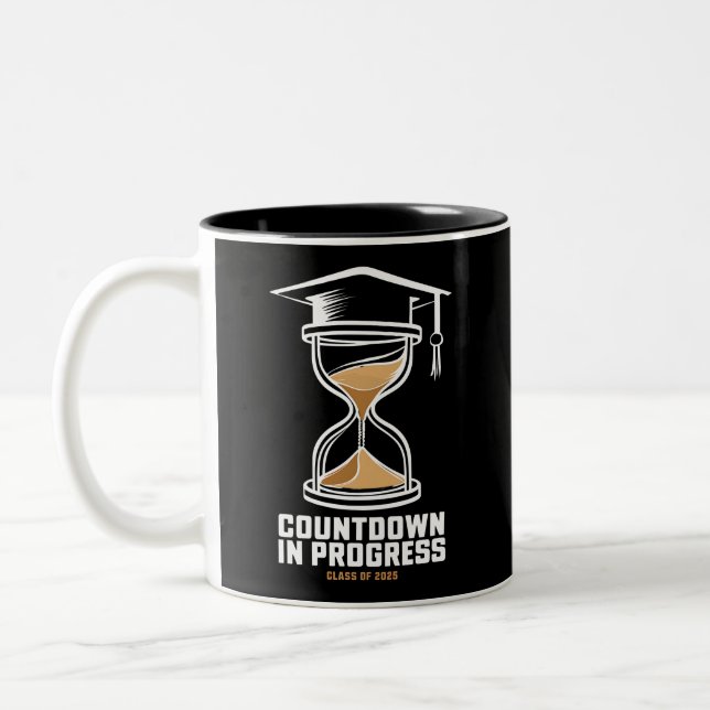 Senior Class Of 2025 Countdown to Graduation Gift Two-Tone Coffee Mug (Left)