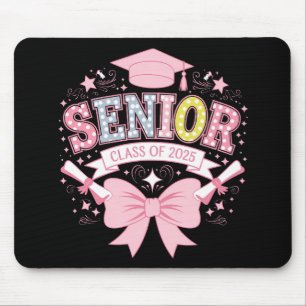 Senior Class Of 2025 Graduation Pink Coquette Bow Mouse Pad