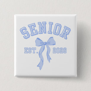Senior Class of 2026 Blue Coquette Bow 15 Cm Square Badge