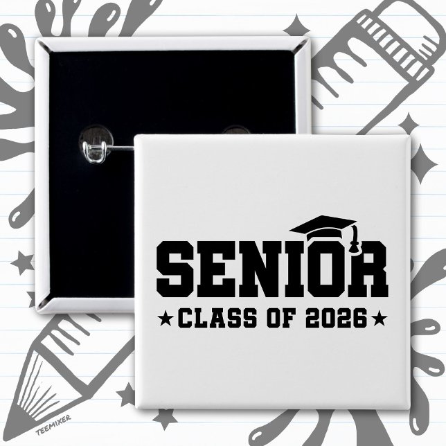 Senior Class of 2026 Bold Graduation Typography 15 Cm Square Badge (Creator Uploaded)