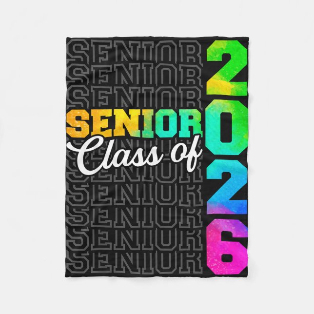 Senior class of 2026 graduate high school fleece blanket (Front)