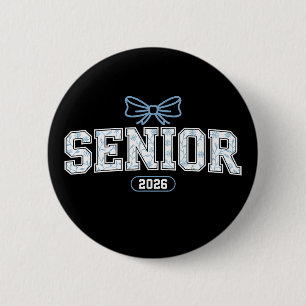Senior Class Of 2026 Graduation Blue Floral Bow 6 Cm Round Badge