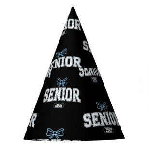 Senior Class Of 2026 Graduation Blue Floral Bow Party Hat