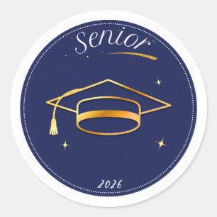 Senior Class of 2026 Graduation Cap Round Sticker 