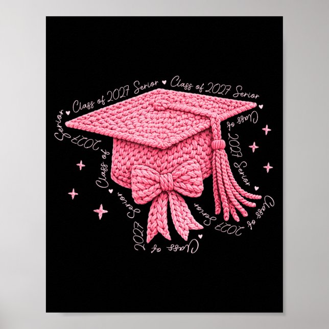 Senior class of 2026 graduation coquette bow yarn poster (Front)