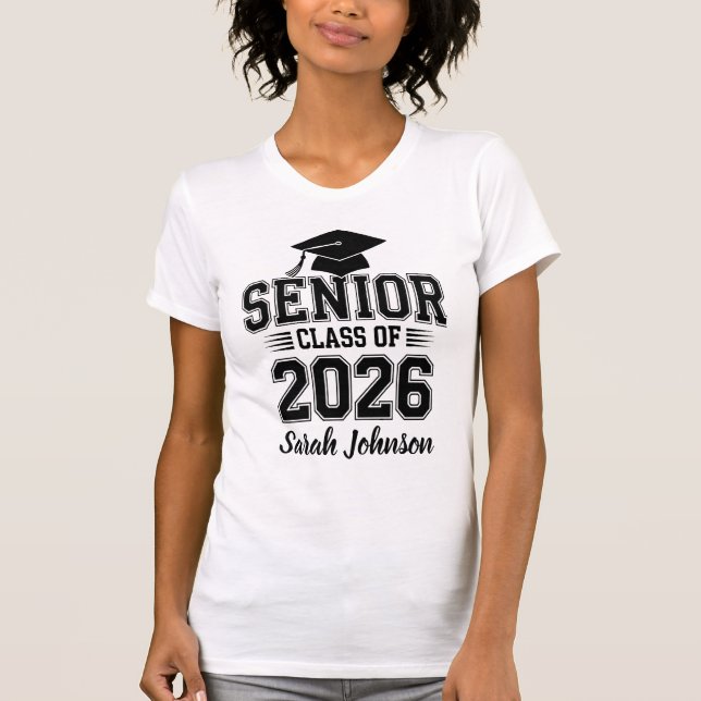 Senior Class Of 2026 Graduation Custom Name T-Shirt (Front)