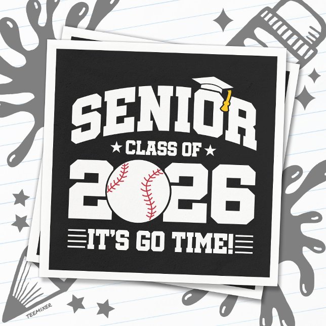 Senior Class of 2026 It’s Go Time Baseball Grad Napkin (Creator Uploaded)