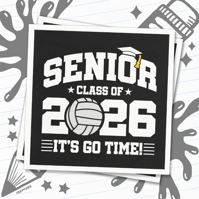 Senior Class of 2026 It’s Go Time Volleyball Grad Napkin (Creator Uploaded)