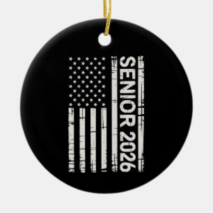 Senior Class Of 2026 Patriotic American USA Flag Ceramic Ornament