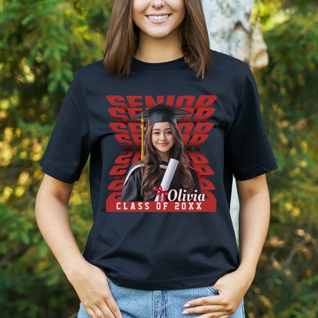 Senior Class of 2026 Personalised Photo & Name  T-Shirt (Creator Uploaded)