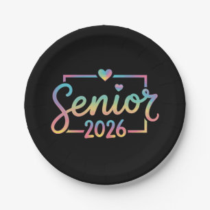 Senior Class Of 2026 Tie Dye Graduation 26 Grad Paper Plate
