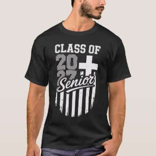 Senior Class Of 2027 Christian American Flag Grad T-Shirt