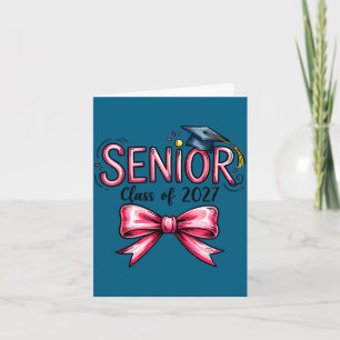 Senior class of 2027 coquette pink bow graduation card